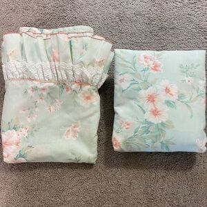 Pastel Floral Bedding Set (2) with Lace Trim Twin